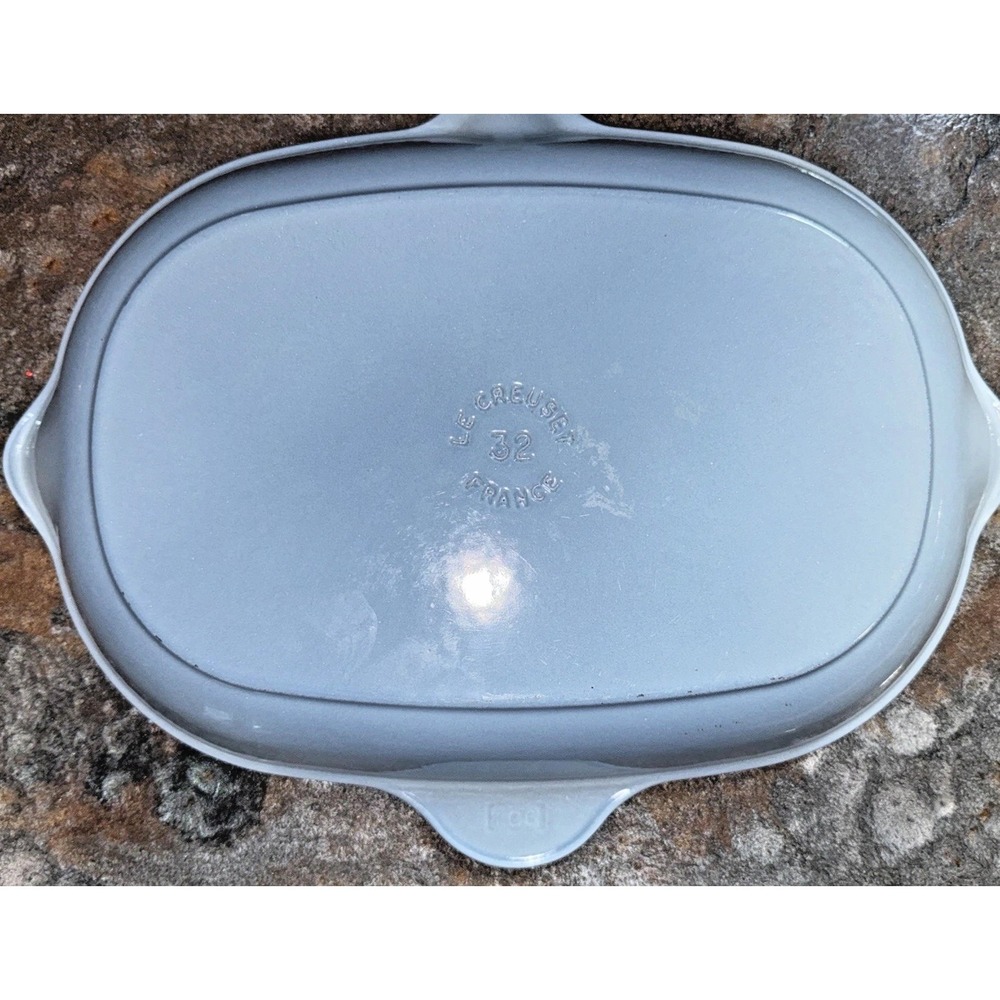 Le Creuset France 32 Cast Iron Grill Pan Skillet Powder Blue 14" NEW - Picture 10 of 14